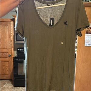 Express Green Fitted Short Sleeve Tee